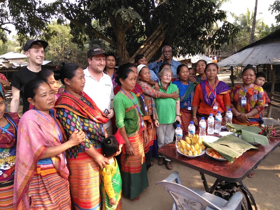 Bridge of Light, Germany team with indigenous group members at Marma para, Amtoli, Sulok, Bandarban on 16th February 2020